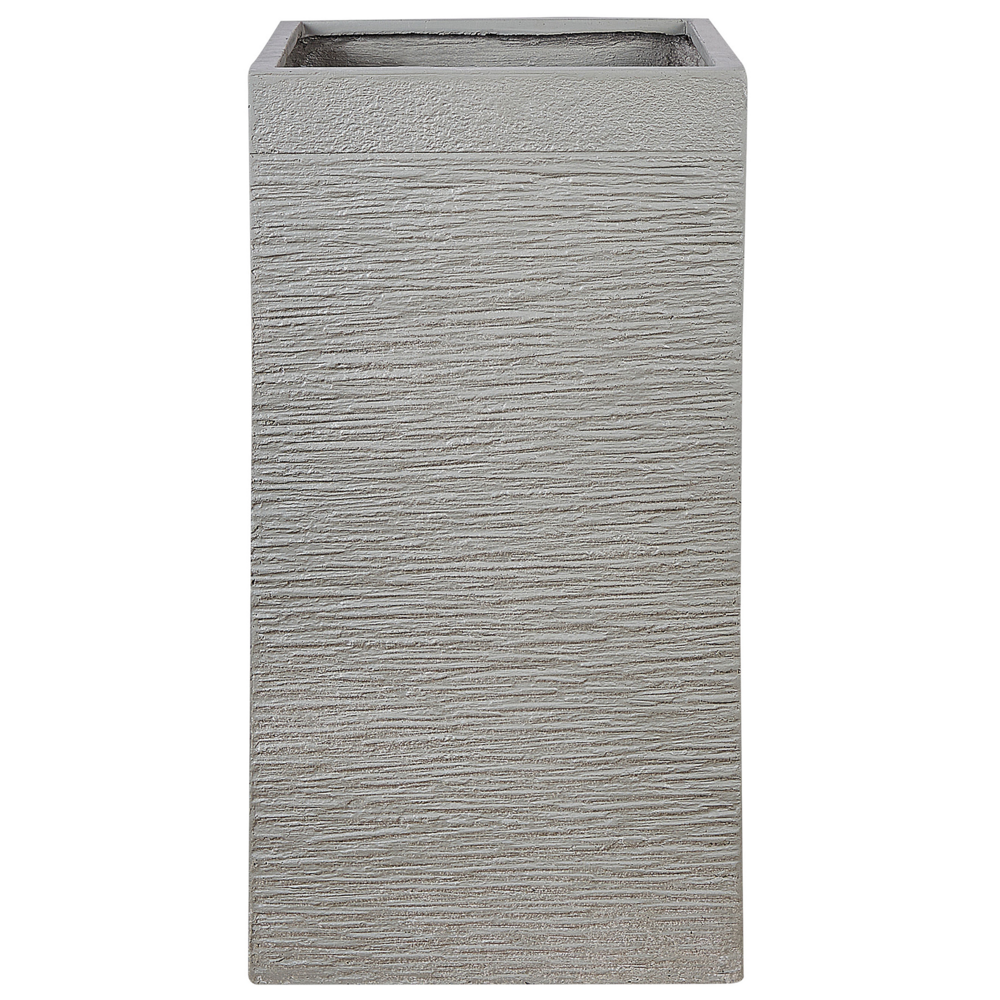 Vaso per fiori da giardino alto in argilla 40x40x77 cm resistente ai raggi UV grigio chiaro