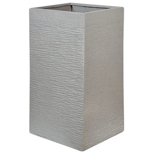Vaso per fiori da giardino alto in argilla 40x40x77 cm resistente ai raggi UV grigio chiaro