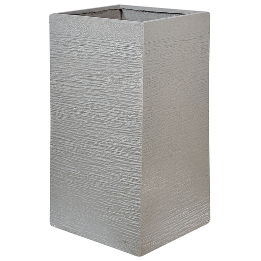 Vaso per fiori da giardino alto in argilla 40x40x77 cm resistente ai raggi UV grigio chiaro