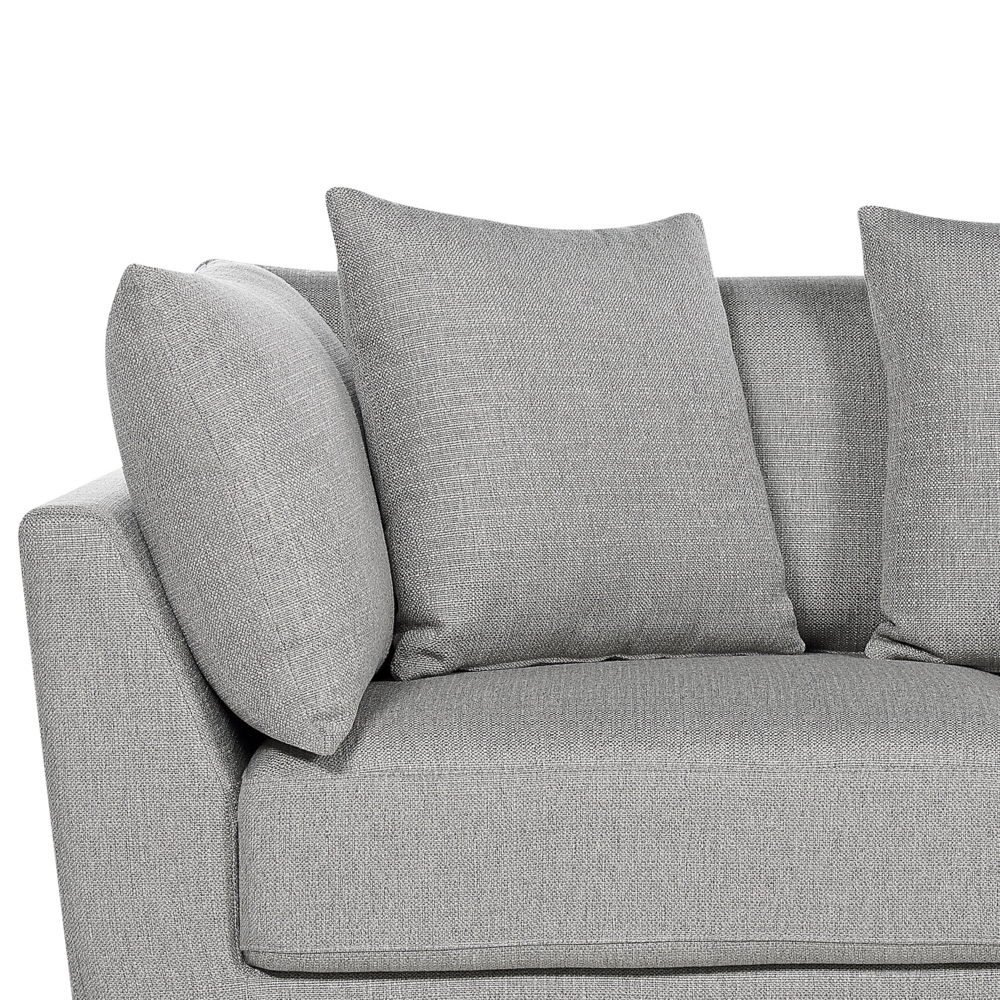 Divano a 3 posti Grigio chiaro in tessuto poliestere imbottito Divano con poggiapiedi ottomano Cuscini supplementari