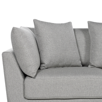 Divano a 3 posti Grigio chiaro in tessuto poliestere imbottito Divano con poggiapiedi ottomano Cuscini supplementari