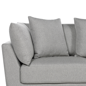 Divano a 3 posti Grigio chiaro in tessuto poliestere imbottito Divano con poggiapiedi ottomano Cuscini supplementari