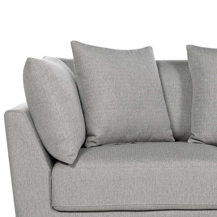 Divano a 3 posti Grigio chiaro in tessuto poliestere imbottito Divano con poggiapiedi ottomano Cuscini supplementari