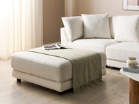 Ottomana poggiapiedi in tessuto poliestere bianco sporco imbottito quadrato elemento di divano moderno minimalista