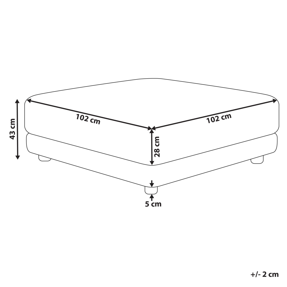 Ottomana poggiapiedi in tessuto poliestere bianco sporco imbottito quadrato elemento di divano moderno minimalista