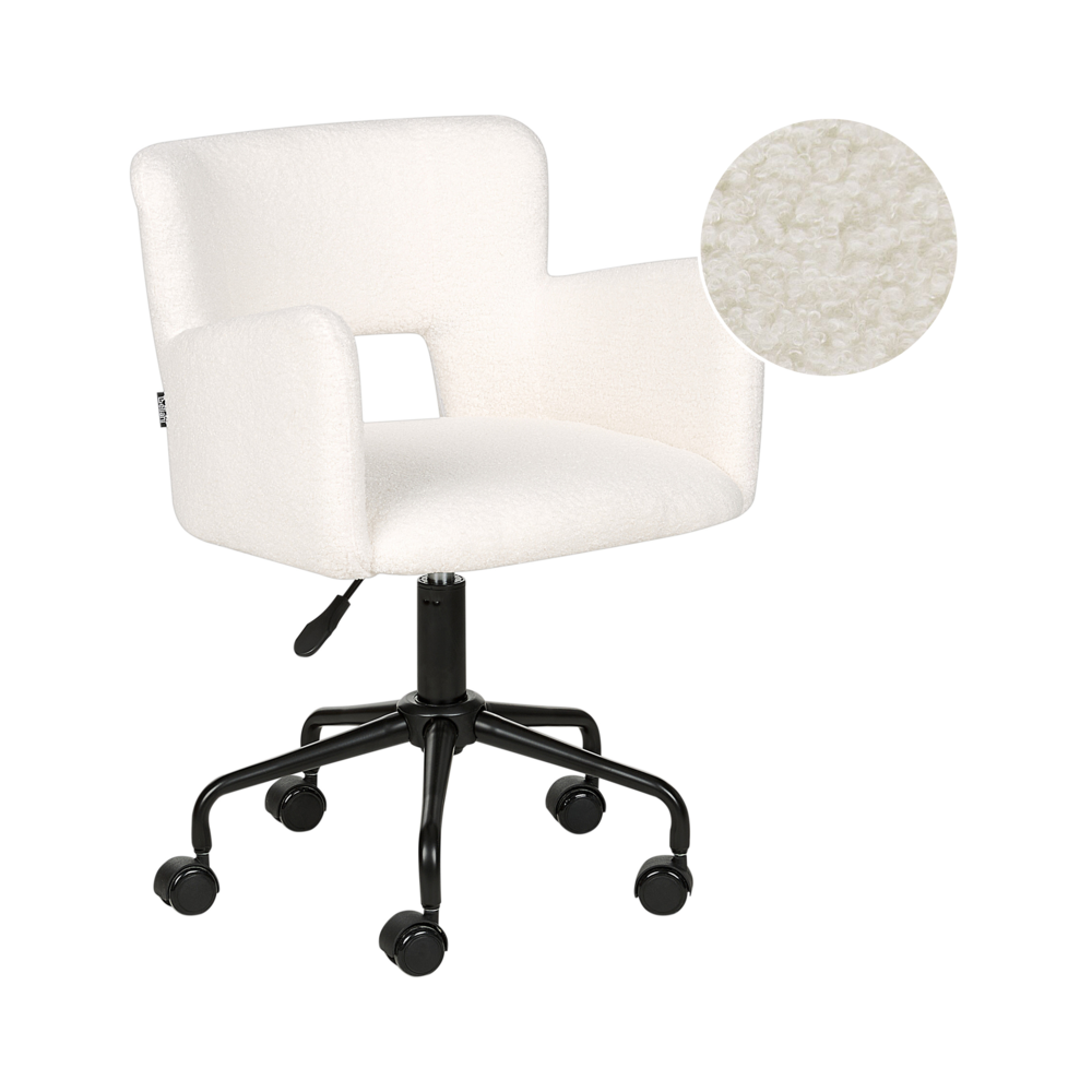 Sedia da scrivania girevole in tessuto boucle regolabile in altezza con schienale imbottito Bianco moderna industriale girevole con rotelle