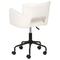 Sedia da scrivania girevole in tessuto boucle regolabile in altezza con schienale imbottito Bianco moderna industriale girevole con rotelle