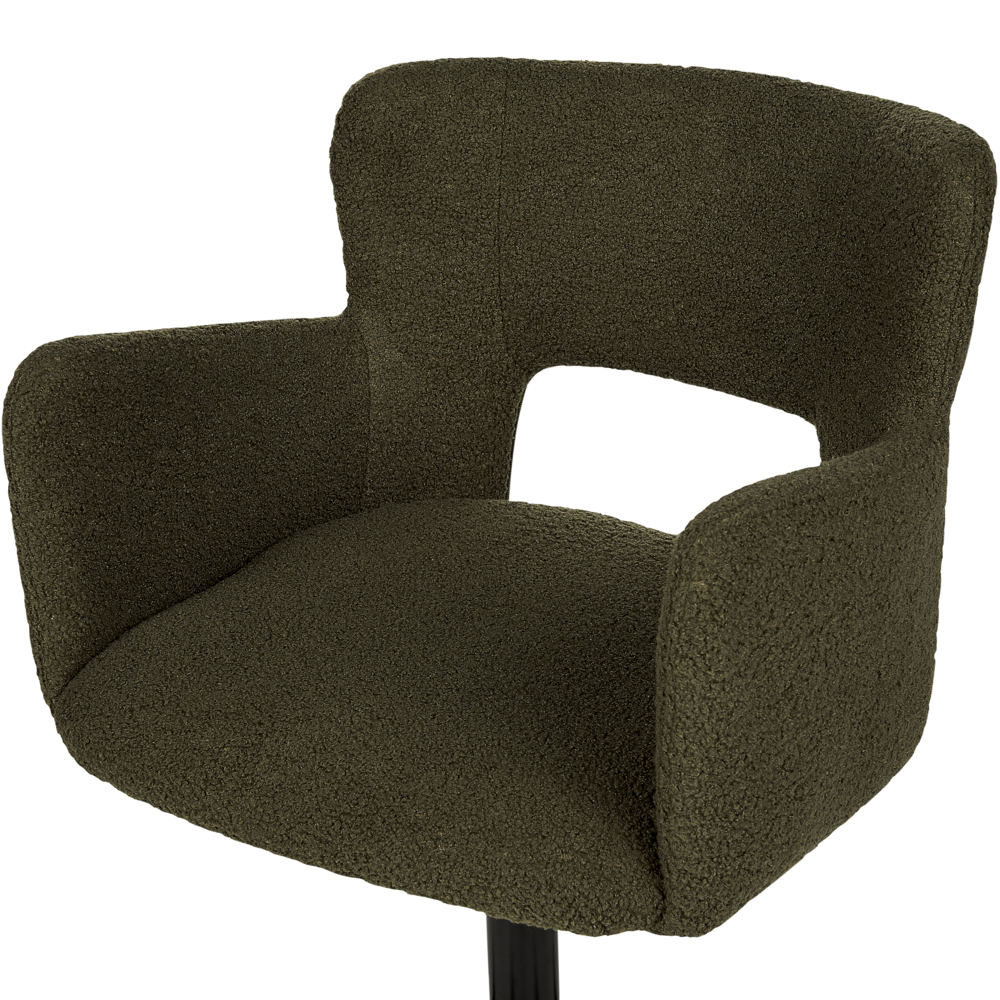 Sedia da scrivania girevole in tessuto boucle verde regolabile in altezza con schienale imbottito moderna industriale girevole con rotelle