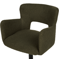 Sedia da scrivania girevole in tessuto boucle verde regolabile in altezza con schienale imbottito moderna industriale girevole con rotelle