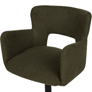 Sedia da scrivania girevole in tessuto boucle verde regolabile in altezza con schienale imbottito moderna industriale girevole con rotelle