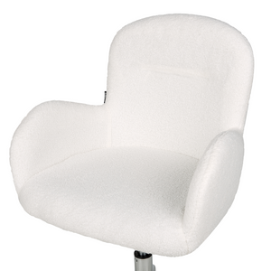 Sedia da ufficio girevole con altezza regolabile in tessuto boucle bianco stile moderno retrò ufficio di casa