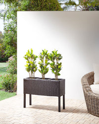 Fioriera da giardino in finto rattan marrone con 3 inserti per interni e per esterni