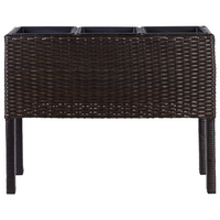 Fioriera da giardino in finto rattan marrone con 3 inserti per interni e per esterni