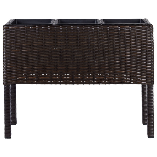 Fioriera da giardino in finto rattan marrone con 3 inserti per interni e per esterni