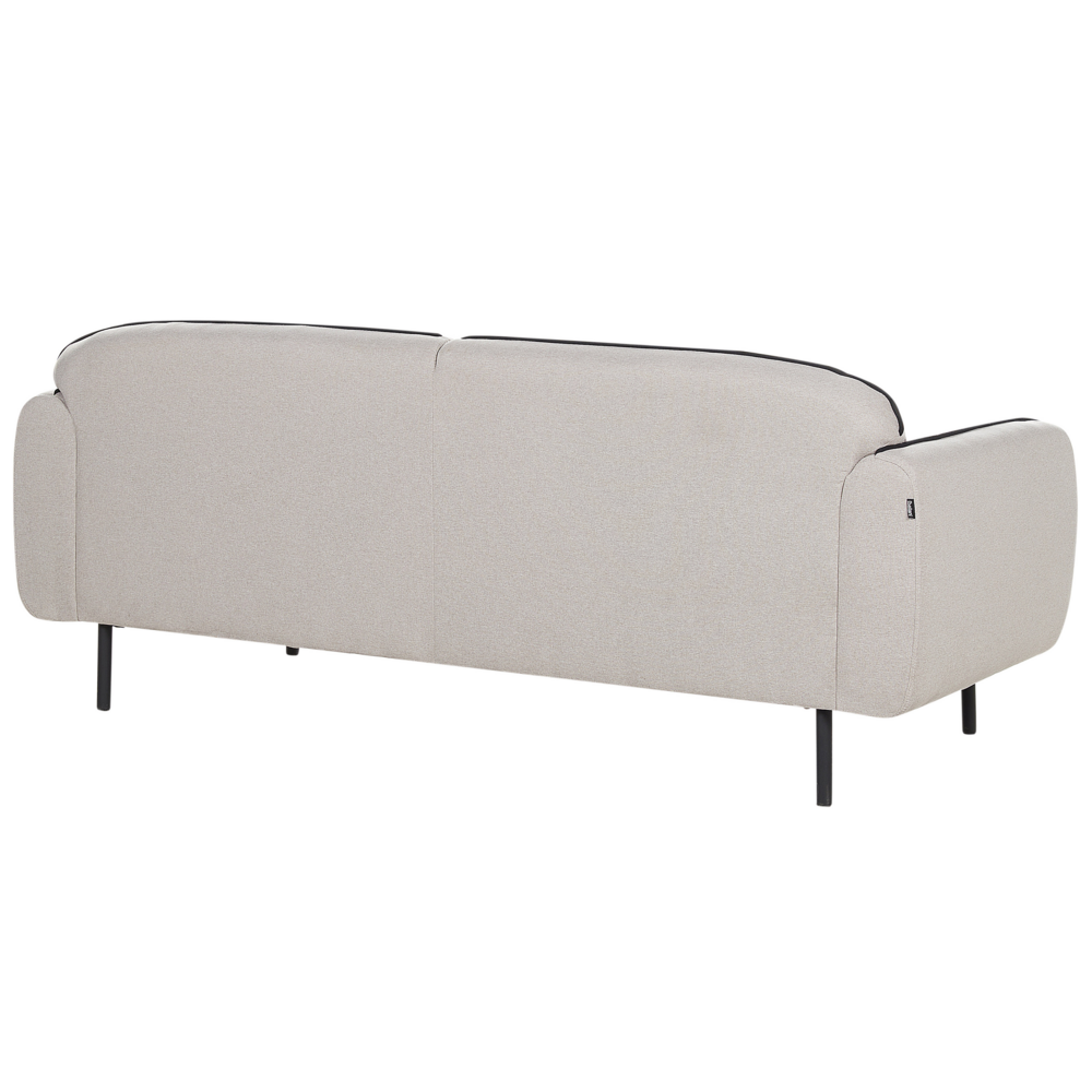 Divano a 3 posti Tessuto boucle bianco Morbido Nubby Gambe in metallo Bordi decorativi neri Stile retro Glam Art Decor