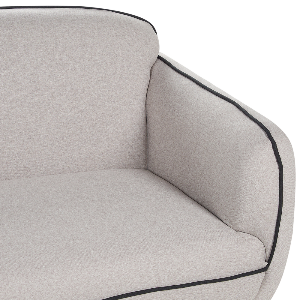 Divano a 3 posti Tessuto boucle bianco Morbido Nubby Gambe in metallo Bordi decorativi neri Stile retro Glam Art Decor