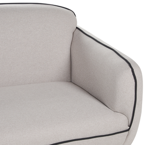 Divano a 3 posti Tessuto boucle bianco Morbido Nubby Gambe in metallo Bordi decorativi neri Stile retro Glam Art Decor