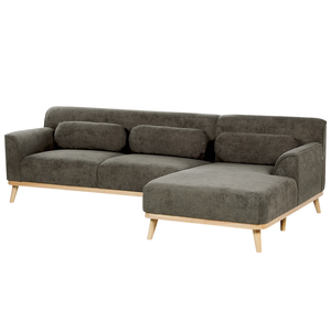 Divano angolare Verde Scuro velluto a coste con base in legno 3 posti a sinistra Divano retrò Soggiorno