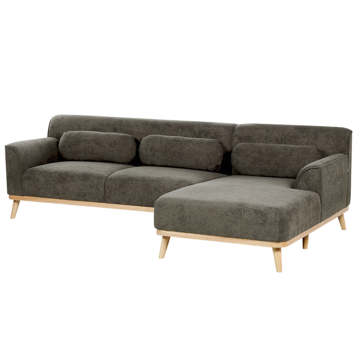 Divano angolare Verde Scuro velluto a coste con base in legno 3 posti a sinistra Divano retrò Soggiorno