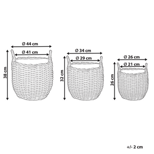 Set di 3 cesti per piante in PE Rattan marrone con manici Intarsio sintetico
