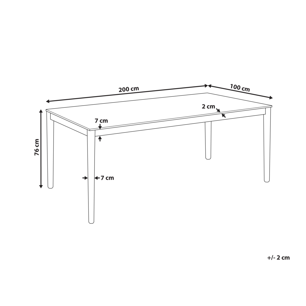 Tavolo da pranzo in legno di frassino naturale MDF gomma 200 x 100 cm Gambe in legno Piano rettangolare impiallacciato Finitura naturale