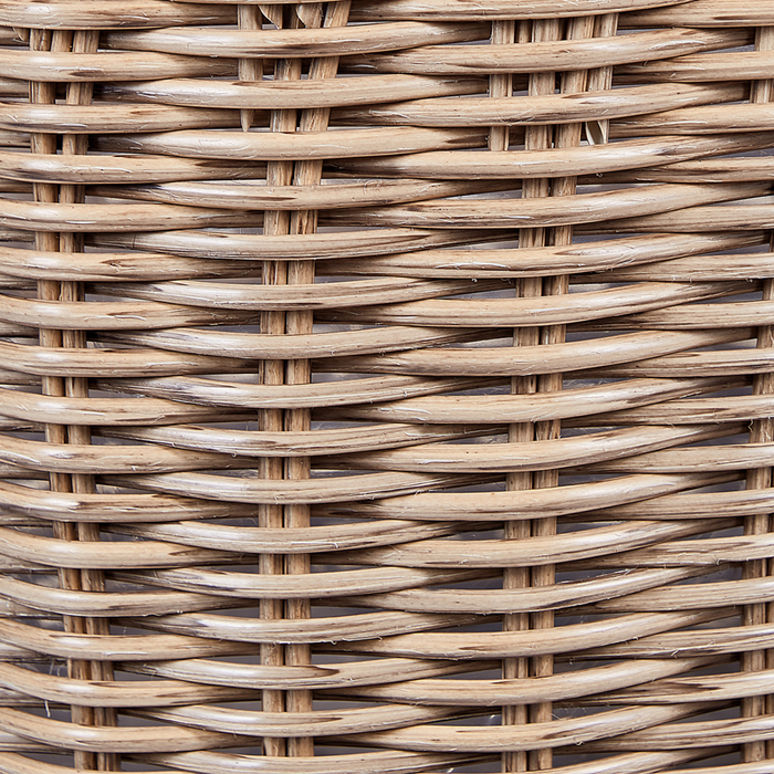 Set di 3 cesti per piante in PE Rattan marrone con manici Intarsio sintetico