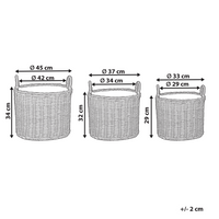 Set di 3 cesti per piante in PE Rattan marrone con manici Intarsio sintetico