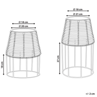 Set di 2 portavasi per piante marrone PE Rattan rotondo per interni e per esterni con inserto in plastica
