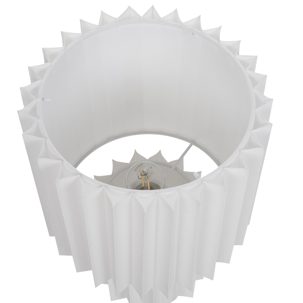 Lampada da comodino Base in lino bianco Paralume a tamburo in tessuto 40 cm Stile moderno Soggiorno Camera da letto