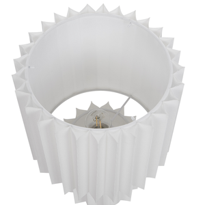 Lampada da comodino Base in lino bianco Paralume a tamburo in tessuto 40 cm Stile moderno Soggiorno Camera da letto