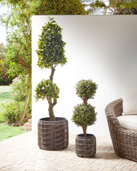 Set di 2 vasi in finto rattan chiaro per piante con inserto interni ed esterni