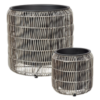 Set di 2 vasi in finto rattan chiaro per piante con inserto interni ed esterni
