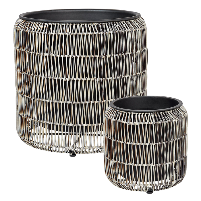 Set di 2 vasi in finto rattan chiaro per piante con inserto interni ed esterni