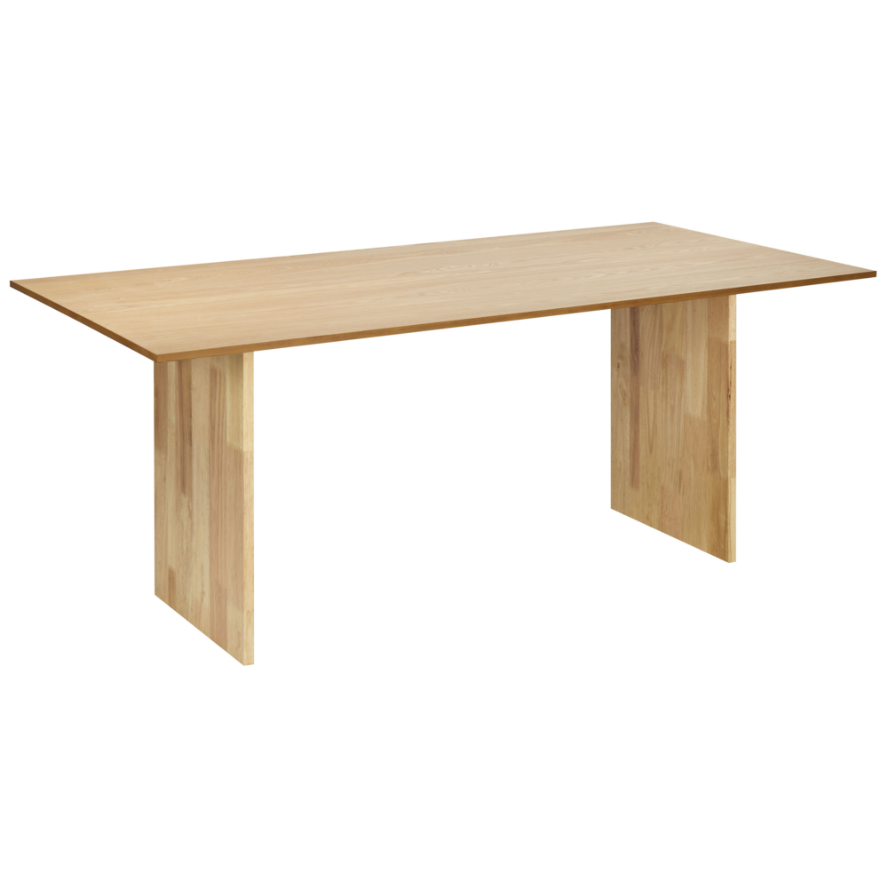 Tavolo da pranzo in legno di frassino naturale MDF Rubber Wood 180 x 90 cm Gambe in legno Finitura naturale