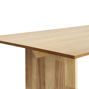 Tavolo da pranzo in legno di frassino naturale MDF Rubber Wood 180 x 90 cm Gambe in legno Finitura naturale