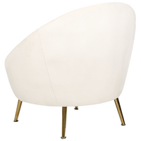 Sedia a pozzetto Velluto Bianco 76L x 80L x 81A cm Gambe dorato Glam Retro