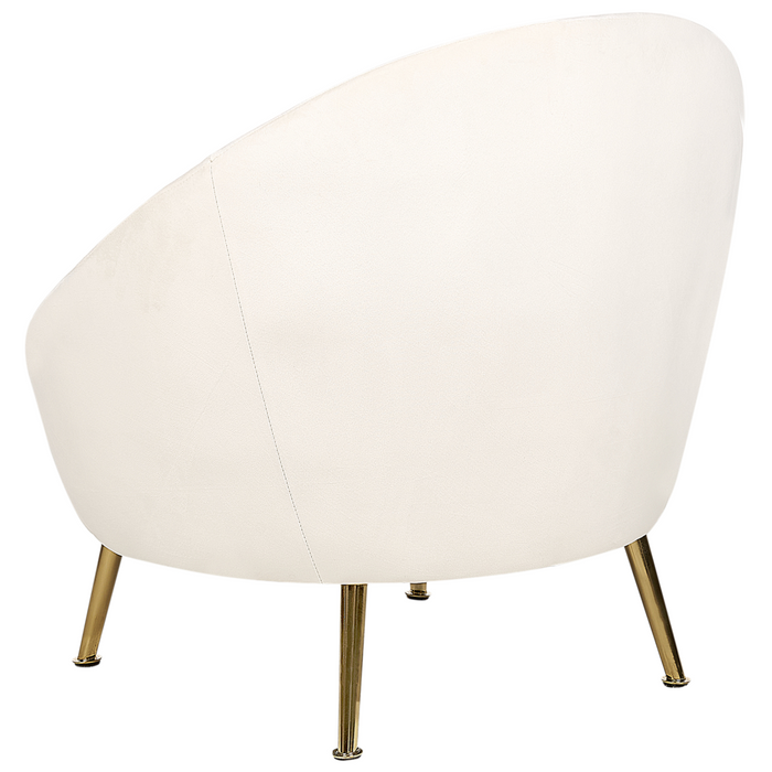 Sedia a pozzetto Velluto Bianco 76L x 80L x 81A cm Gambe dorato Glam Retro