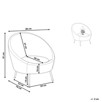 Sedia a pozzetto Velluto Bianco 76L x 80L x 81A cm Gambe dorato Glam Retro