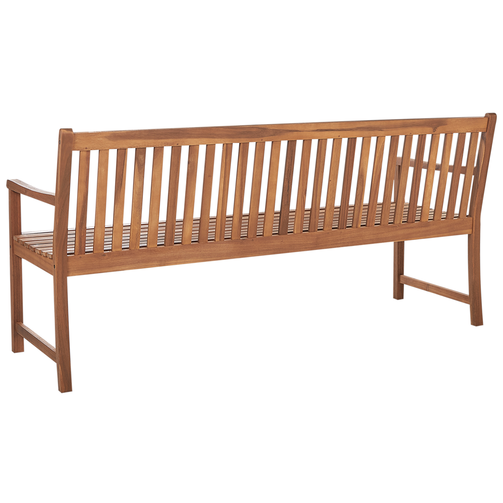 Panca da giardino 3 posti con doghe classiche certificate in legno d'acacia e cuscino rosso mattone 180 cm design elegante impermeabile