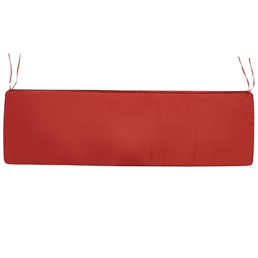 Panca da giardino 3 posti con doghe classiche certificate in legno d'acacia e cuscino rosso mattone 180 cm design elegante impermeabile
