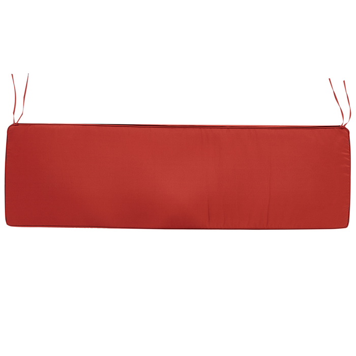 Panca da giardino 3 posti con doghe classiche certificate in legno d'acacia e cuscino rosso mattone 180 cm design elegante impermeabile