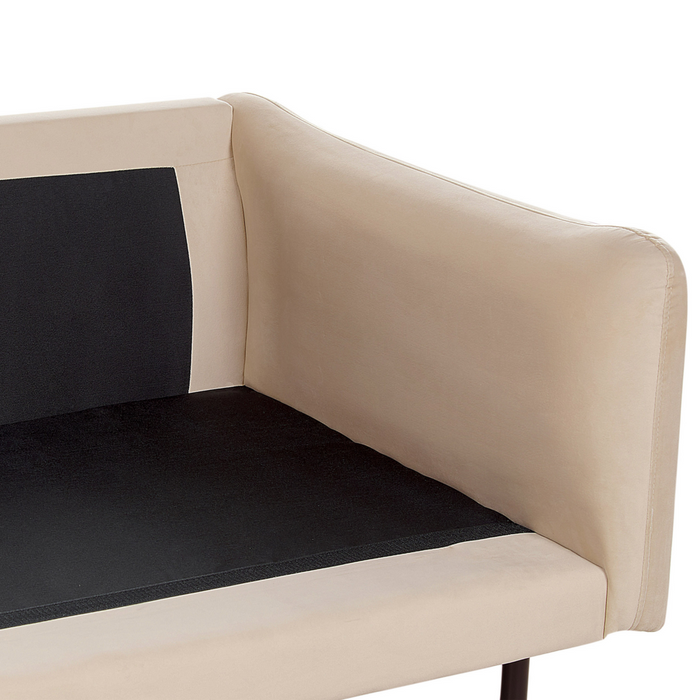 Divano moderno in velluto beige a 3 posti con Gambe nere Stile Retrò Moderno