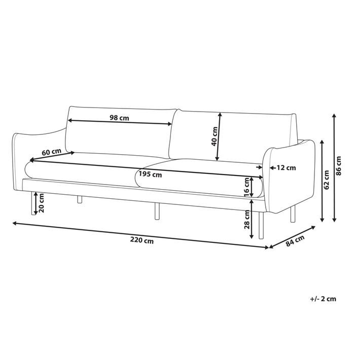 Divano moderno in velluto beige a 3 posti con Gambe nere Stile Retrò Moderno