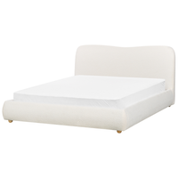 Letto contenitore Bianco Boucle Poliestere Tessuto 160 x 200 cm Design moderno e minimalista