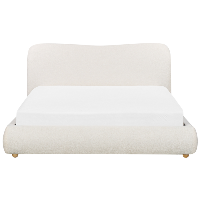 Letto contenitore Bianco Boucle Poliestere Tessuto 160 x 200 cm Design moderno e minimalista
