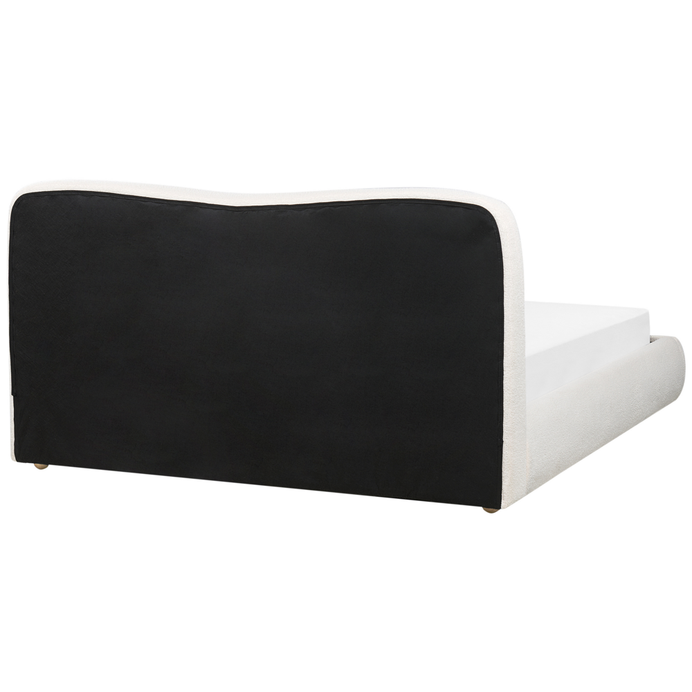 Letto contenitore Bianco Boucle Poliestere Tessuto 160 x 200 cm Design moderno e minimalista