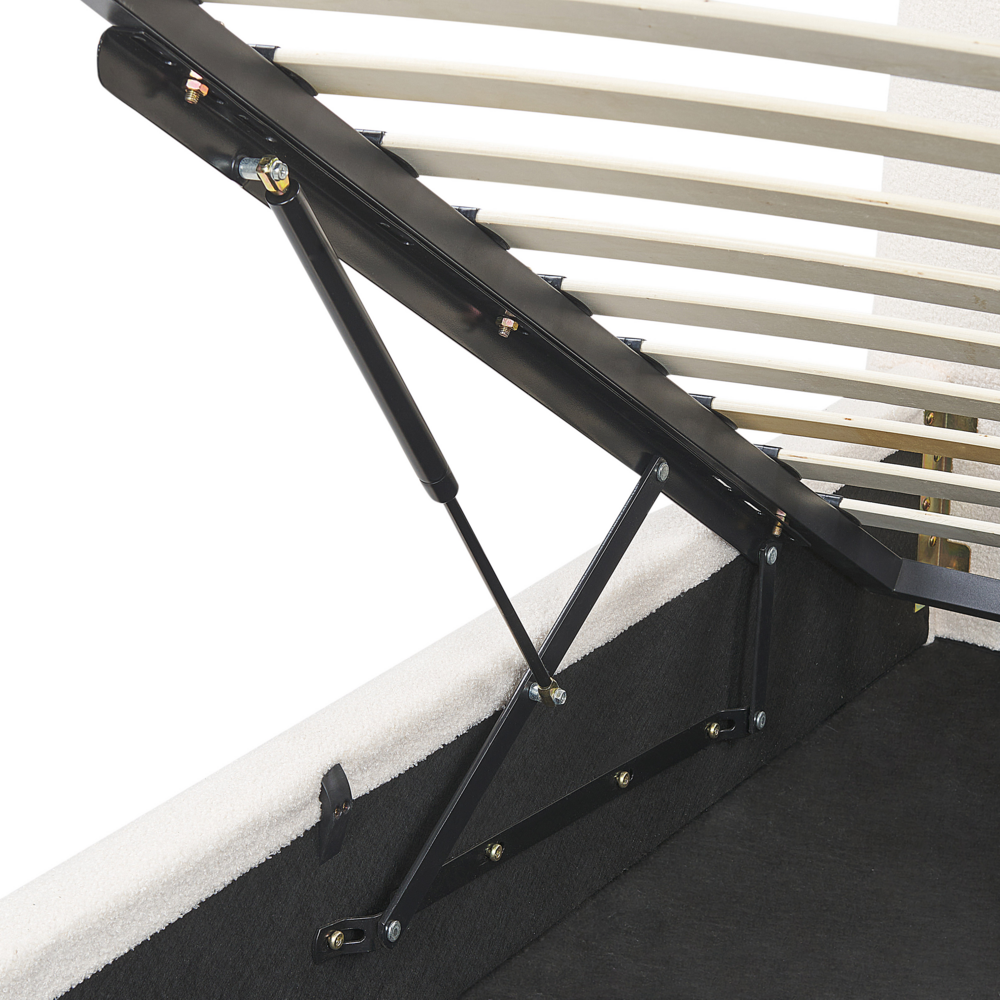 Letto contenitore Bianco Boucle Poliestere Tessuto 160 x 200 cm Design moderno e minimalista