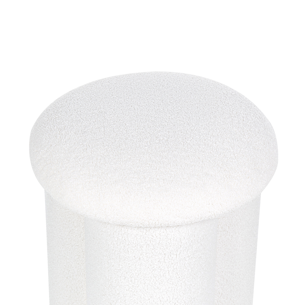 Pouf Bianco Boucle Rotondo 40 x 40 x 45 cm Poggiapiedi Tappezzeria Fungo A Forma di Soggiorno Moderno Mobili Camera Da Letto