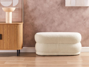 Panca decorativa con tessuto bouclè bianco sporco imbottito soggiorno camera da letto moderno