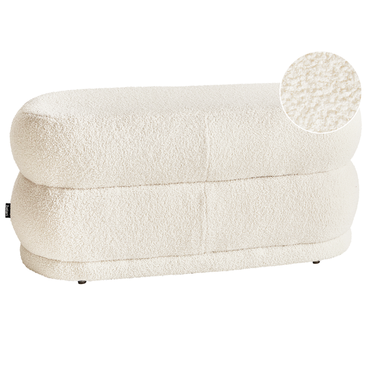 Panca decorativa con tessuto bouclè bianco sporco imbottito soggiorno camera da letto moderno